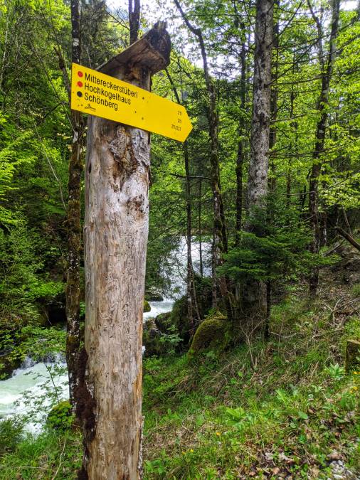 Sign post for hike towards Mittereckerstüberl